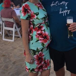 Mint tropical maternity dress